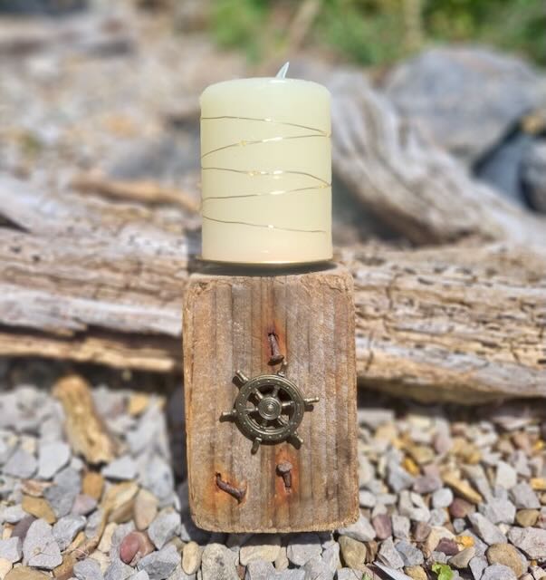 Wooden Candle w/ Anchor
