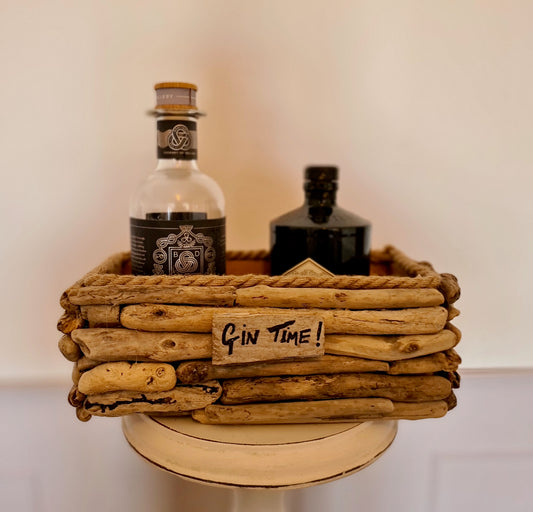 handmade driftwood gin tray