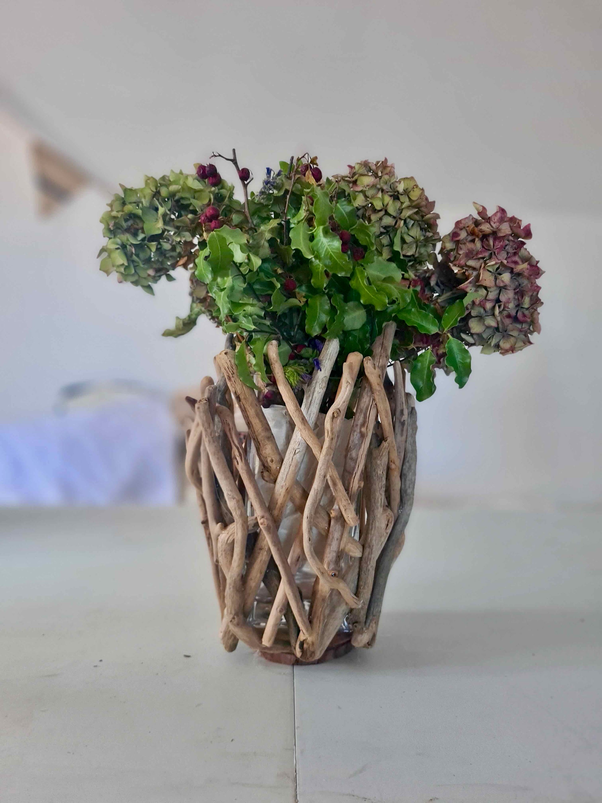 Handmade driftwood vase