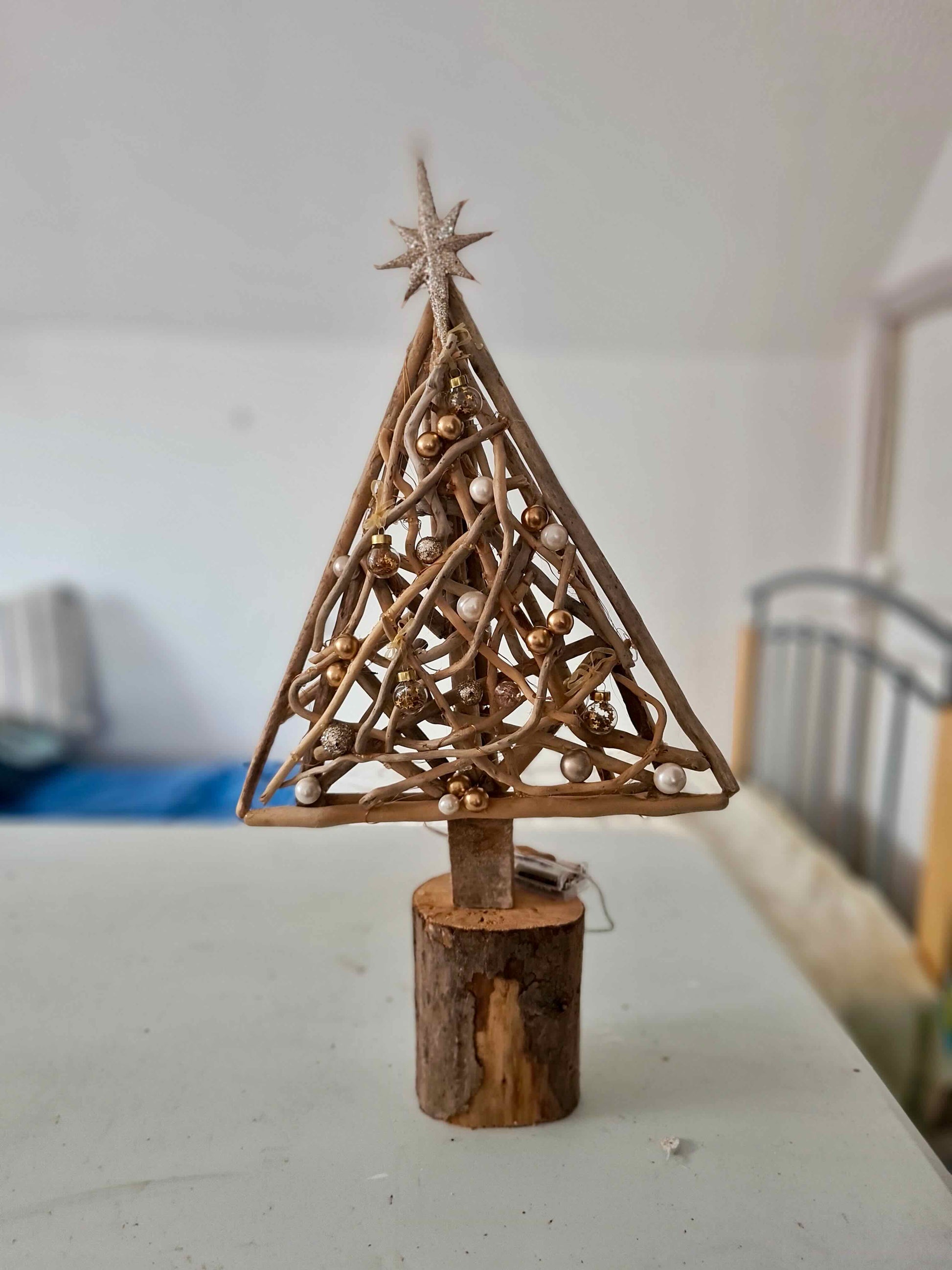 handmade driftwood Christmas tree 