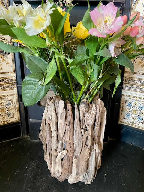 Handmade driftwood vase