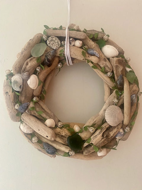 Driftwood Wreath w/ Shells & Sea Glass